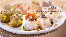  Presentation with dim sum - PPT theme with assortment-of-steamed-dumplings-dim background and a lemonade colored foreground