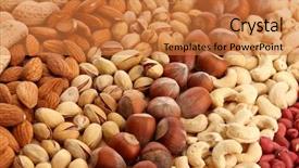  Presentation with dried fruits seeds nuts - Presentation design enhanced with assortment of tasty nuts close background and a gold colored foreground
