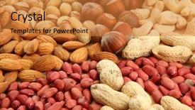  Presentation with dried fruits seeds nuts - Beautiful presentation theme featuring assortment of tasty nuts close backdrop and a gold colored foreground