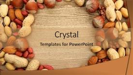  Presentation with nut - Audience pleasing PPT layouts consisting of assortment of tasty nuts backdrop and a coral colored foreground