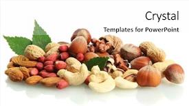  Presentation with dried fruits seeds nuts - Audience pleasing presentation theme consisting of assortment of tasty nuts backdrop and a white colored foreground