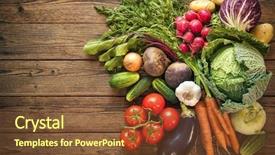  Presentation with vegetables - Presentation theme featuring assortment of the fresh vegetables background and a tawny brown colored foreground