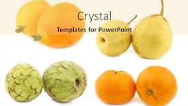  Presentation with tropical fruit - Presentation theme consisting of assortment-of-tropical-fruit background and a yellow colored foreground