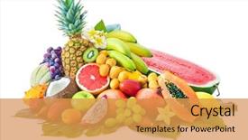  Presentation with palm leaves - Slide deck having assortment of tropical fruits background and a gold colored foreground