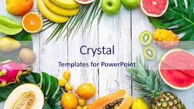  Presentation with tropical fruit - Slide set consisting of assortment of tropical fruits background and a sky blue colored foreground