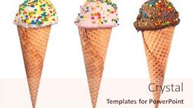  Presentation with chocolate strawberry - Presentation theme featuring assortment-of-waffle-cone-ice background and a lemonade colored foreground