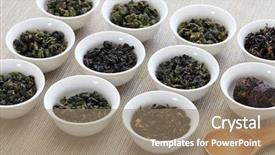  Presentation with tea - Slides with assortment oolong ta iron goddess background and a coral colored foreground