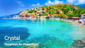 Presentation with beach - Slides enhanced with assos beach in kefalonia greece background and a teal colored foreground