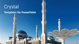  Presentation with kazakhstan - PPT theme having astana-grand-mosque background and a ocean colored foreground