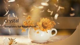  Presentation with mustard seeds yellow flowers - Amazing presentation design having aster flowers and falling petals backdrop and a gold colored foreground