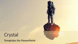  Presentation with space suit - Slide set consisting of asteroid - astronaut in space suit background and a lemonade colored foreground