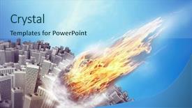  Presentation with earth - Presentation theme with asteroid - meteorite is flying towards background and a light blue colored foreground