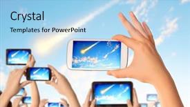  Presentation with people falling - Presentation theme consisting of country houses at hydra island background and a light gray colored foreground