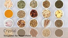  Presentation with chinese medicine - Colorful presentation theme enhanced with copd - asthma and respiratory relieving herbs backdrop and a coral colored foreground