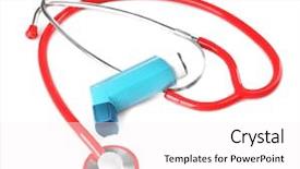  Presentation with inhaler - Presentation design enhanced with asthma inhaler and stethoscope background and a pink colored foreground