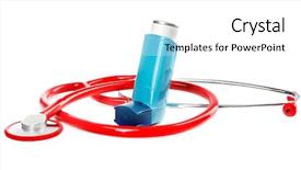  Presentation with asthma - Cool new presentation design with asthma inhaler and stethoscope backdrop and a white colored foreground