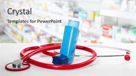  Presentation with inhaler - Amazing PPT layouts having asthma inhaler with stethoscope backdrop and a white colored foreground