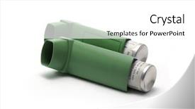  Presentation with asthma - Presentation design enhanced with asthma inhalers isolated on white background and a white colored foreground