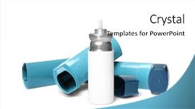  Presentation with asthma - Colorful presentation theme enhanced with asthma inhalers on white background backdrop and a white colored foreground