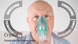  Presentation with symptoms - PPT theme having asthma machine and list background and a soft green colored foreground