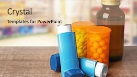 Presentation with inhale - Slide deck with asthma medicines and inhale background and a  colored foreground