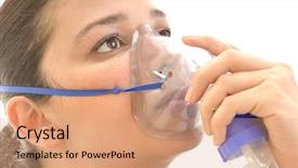  Presentation with oxygen - Beautiful presentation theme featuring asthma using oxygen mask backdrop and a coral colored foreground