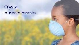  Presentation with mask - Cool new presentation theme with asthmatic child - allergic latin girl backdrop and a sky blue colored foreground