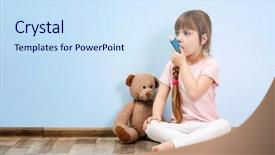  Presentation with floor - Colorful theme enhanced with asthmatic child - cute little girl sitting backdrop and a sky blue colored foreground
