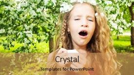  Presentation with sneezing - Beautiful presentation theme featuring asthmatic child - sneezing girl outside backdrop and a yellow colored foreground