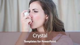  Presentation with living room - Colorful PPT theme enhanced with asthme - pretty woman taking her inhaler backdrop and a violet colored foreground