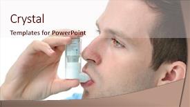  Presentation with inhaler - Presentation theme enhanced with asthme - young man using an asthma background and a sky blue colored foreground