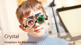 Presentation with eye sight - Presentation design having astigmatism - ophthalmology concept young boy background and a lemonade colored foreground