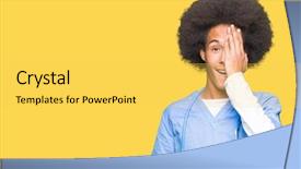  Presentation with eye african american models - Slide set consisting of astigmatism - young african american doctor man background and a yellow colored foreground