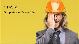  Presentation with long hair man - Presentation having astigmatism - young handsome architec man background and a yellow colored foreground