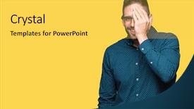  Presentation with emotion - Beautiful PPT theme featuring astigmatism - young handsome business man wearing backdrop and a  colored foreground