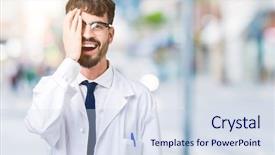  Presentation with scientist - Audience pleasing theme consisting of astigmatism - young professional scientist man wearing backdrop and a sky blue colored foreground