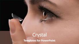  Presentation with contact lens - Presentation design having astigmatism - young woman putting contact lens background and a coral colored foreground