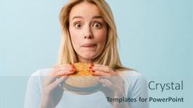  Presentation with hamburger - Amazing presentation theme having astonished-nice-girl-expressing-surprise backdrop and a light blue colored foreground