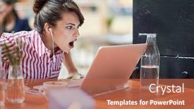  Presentation with believe - PPT layouts enhanced with astonished-young-female-watching-content background and a red colored foreground