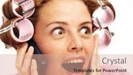  Presentation with phone - Beautiful slides featuring astonished-young-woman-on-phone backdrop and a coral colored foreground