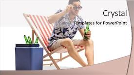  Presentation with beer bottle - Audience pleasing slide set consisting of astonishing - astonished tourist with a beer backdrop and a light gray colored foreground