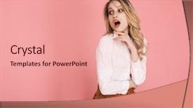  Presentation with red carpet retro style - Audience pleasing PPT theme consisting of astonishing - image of surprised blond woman backdrop and a  colored foreground