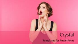  Presentation with black girl - Audience pleasing slide deck consisting of astonishing - portrait of an astonished girl backdrop and a coral colored foreground