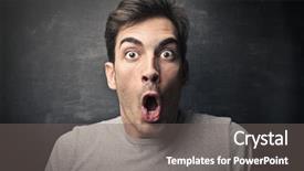  Presentation with young man on the phone - PPT theme with astonishing - young amazed man background and a gray colored foreground