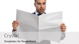  Presentation with navy blue - Colorful PPT layouts enhanced with astounded-young-guy-in-elegant backdrop and a light gray colored foreground