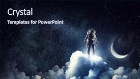  Presentation with astronaut - Theme having astral - astronaut explorer in sky mixed background and a  colored foreground