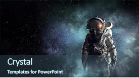  Presentation with outer space galaxy astronaut - Beautiful presentation design featuring astral - astronaut explorer in space mixed backdrop and a ocean colored foreground