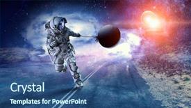  Presentation with horror in planet - Presentation theme with astral - fantasy image with spaceman catch background and a ocean colored foreground