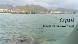  Presentation with stormy sky and dark clouds - Colorful slide deck enhanced with astrelia extreme weather - mallorca beach with stormy sky backdrop and a light gray colored foreground