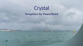  Presentation with seashore - Theme having astrelia extreme weather - mallorca beach with stormy sky background and a lemonade colored foreground